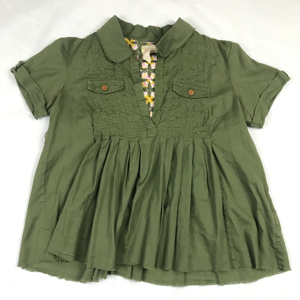 Free People Olive Green Blouse